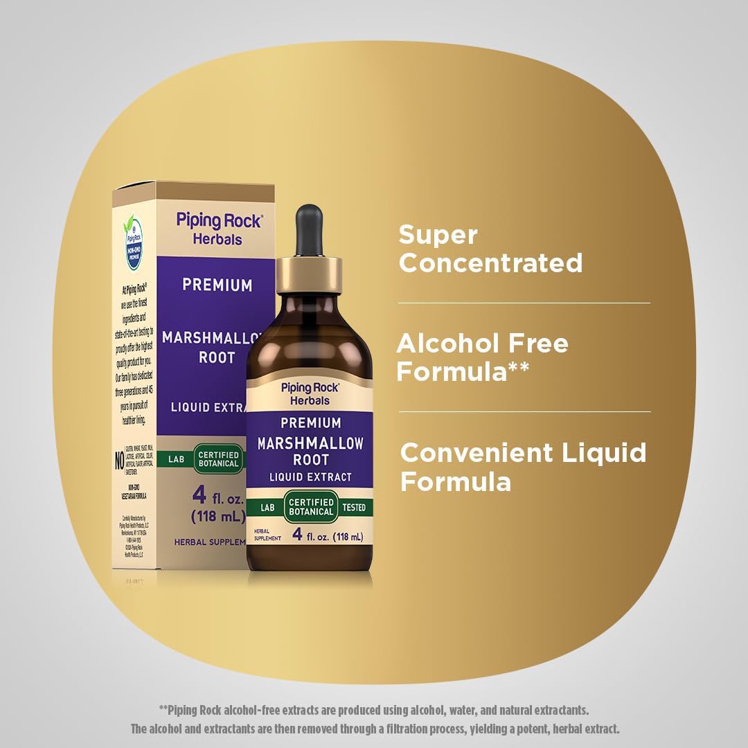 Marshmallow Root Tincture 4 Fl Oz - Alcohol Free Liquid Extract - Vegetarian Supplement - Non-GMO Gluten Free