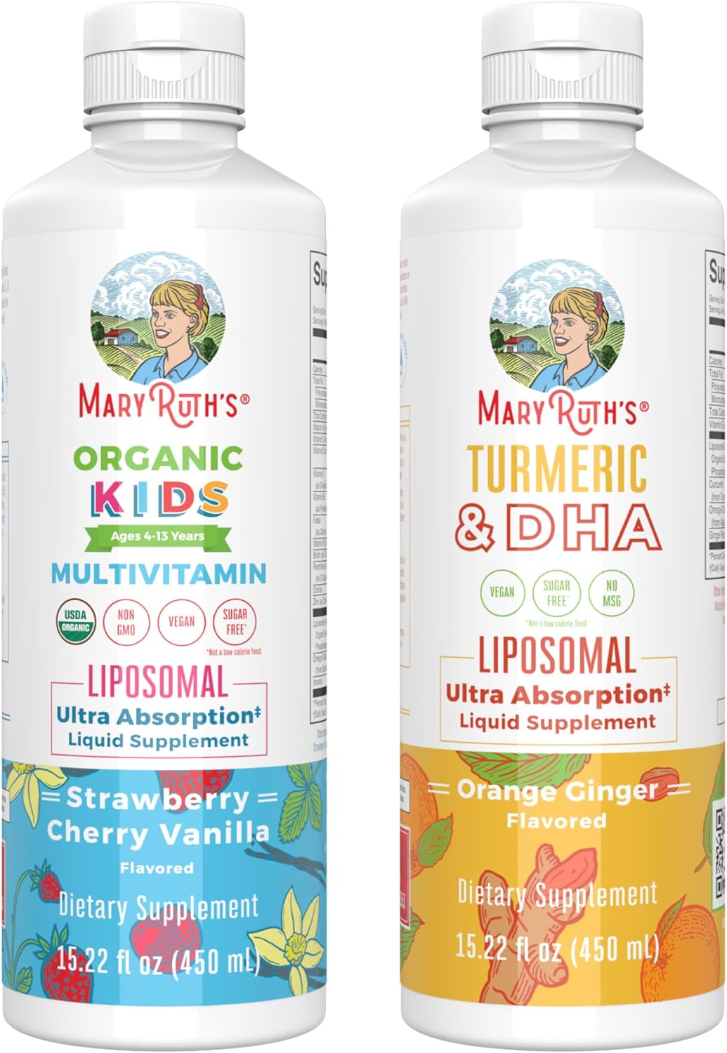 MaryRuth Organics Kids Multivitamin with Turmeric & DHA Liposomal for Joint Health | Clean Label Project Verified Vegan Vitamins