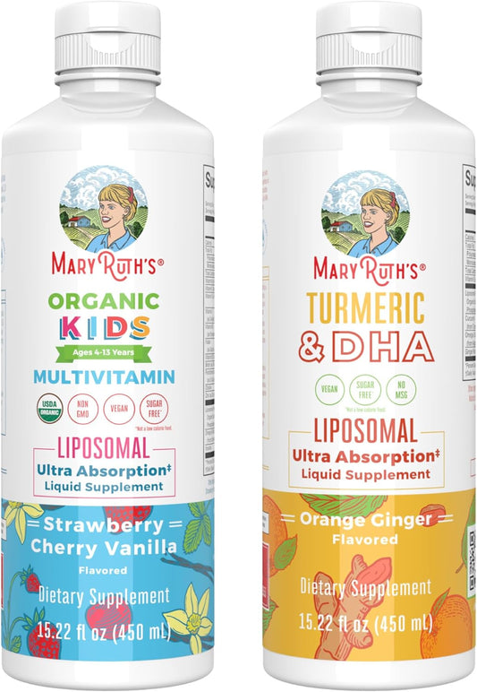 MaryRuth Organics Kids Multivitamin with Turmeric & DHA Liposomal for Joint Health | Clean Label Project Verified Vegan Vitamins