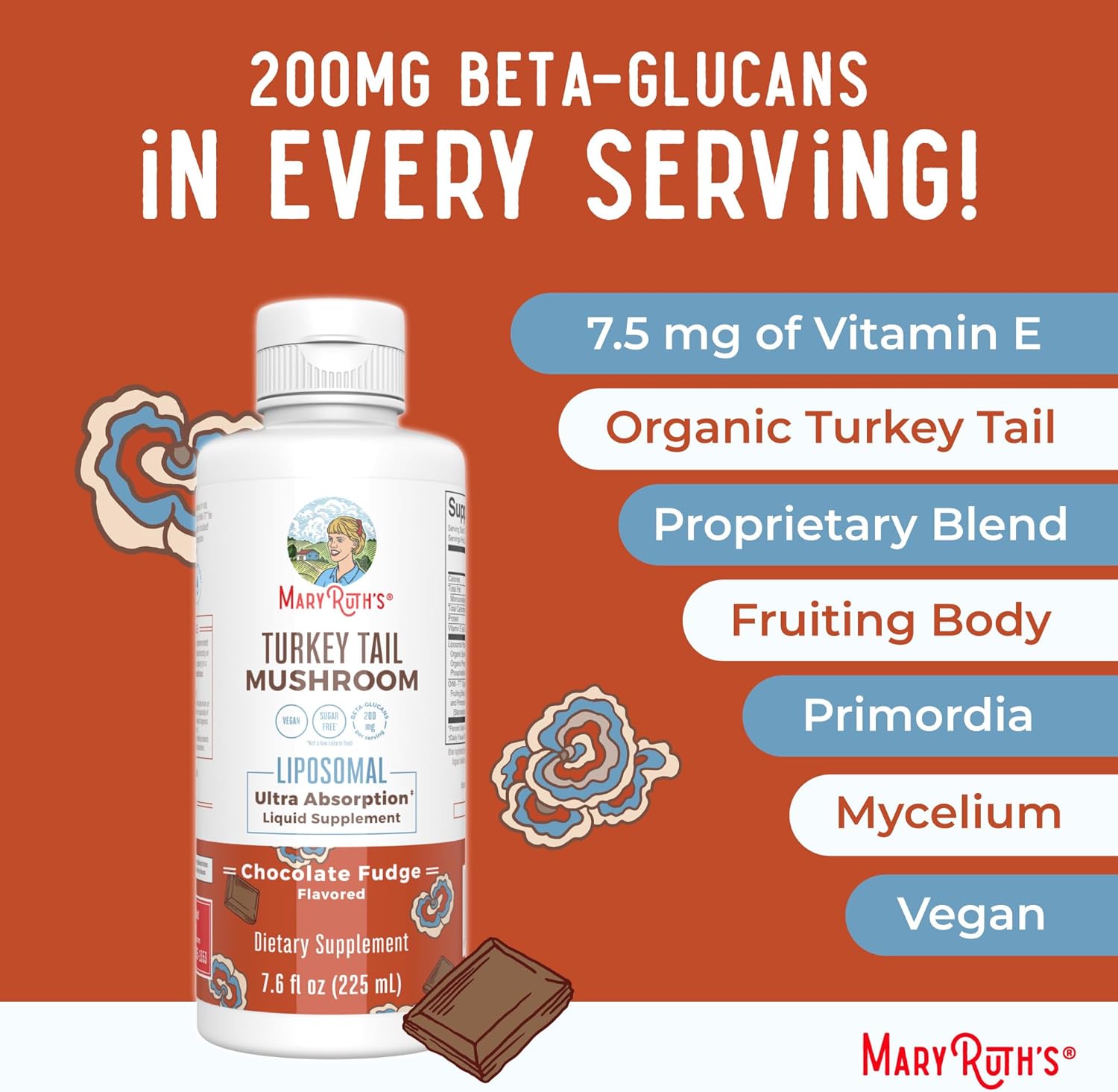 MaryRuth Organics Mushroom Liposomals Bundle: Turkey Tail Chocolate Fudge & Cordyceps Maple Spice | Clean Label Project Verified | Immunity & Energy Support | Vegan & Gluten Free