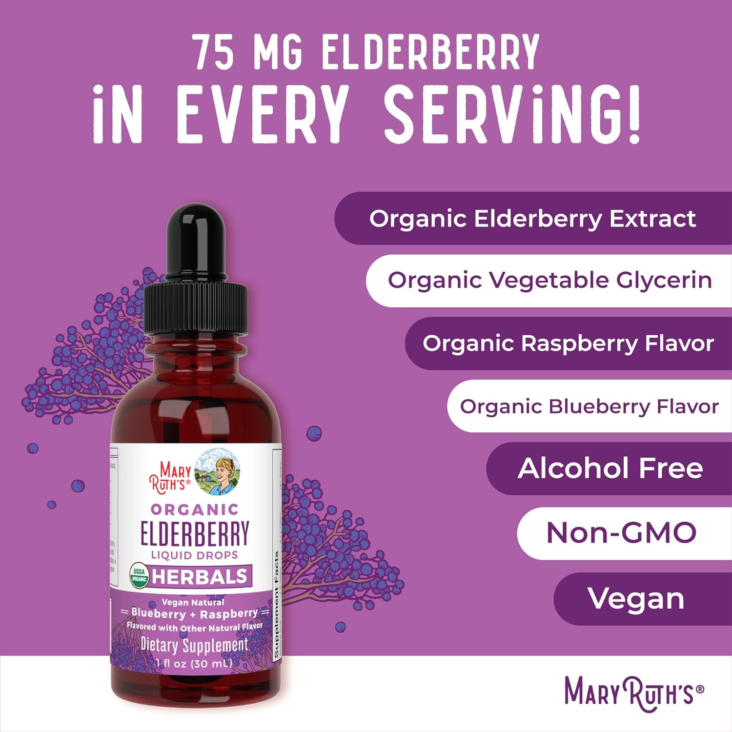 MaryRuth Organics Precision Probiotic & Elderberry Drops Bundle for Women | USDA Organic Vitamins for Gut Health, Immunity, & Wellness | Vegan, Non-GMO, Gluten Free