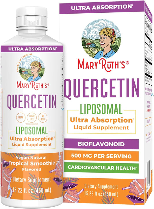 MaryRuth Organics Quercetin Liquid 500mg Immune Support for Adults - Sugar Free Inflammation Supplement - Vegan Non-GMO Gluten Free - 15.22 Fl Oz
