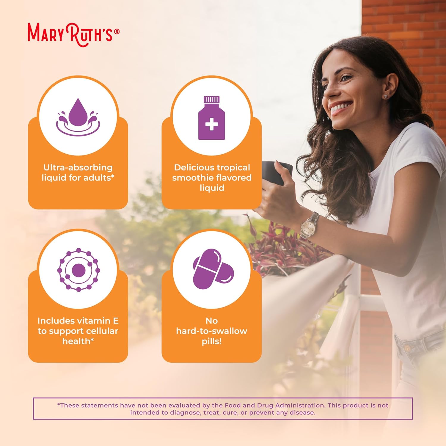 MaryRuth Organics Quercetin Liquid 500mg Immune Support for Adults - Sugar Free Inflammation Supplement - Vegan Non-GMO Gluten Free - 15.22 Fl Oz