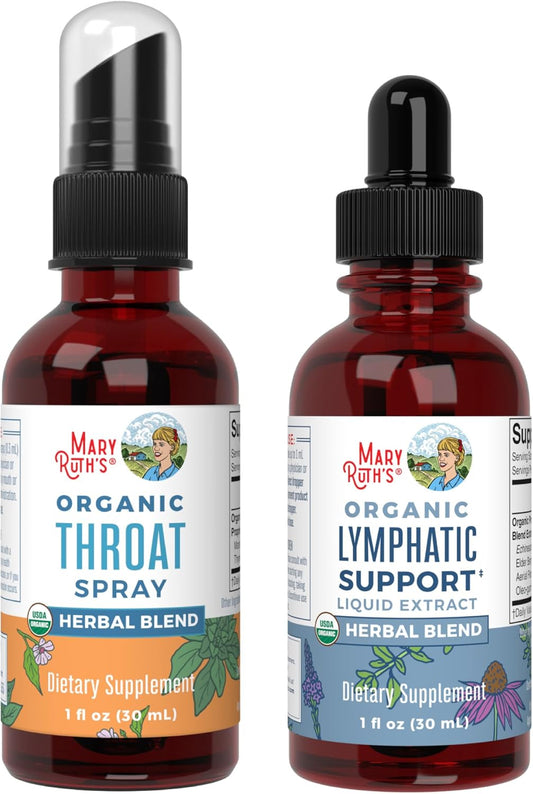 MaryRuth Organics Throat Spray & Lymphatic Cleanse Drops - USDA Organic Vitamins for Throat Relief and Immunity - Vegan, Gluten Free, Non-GMO