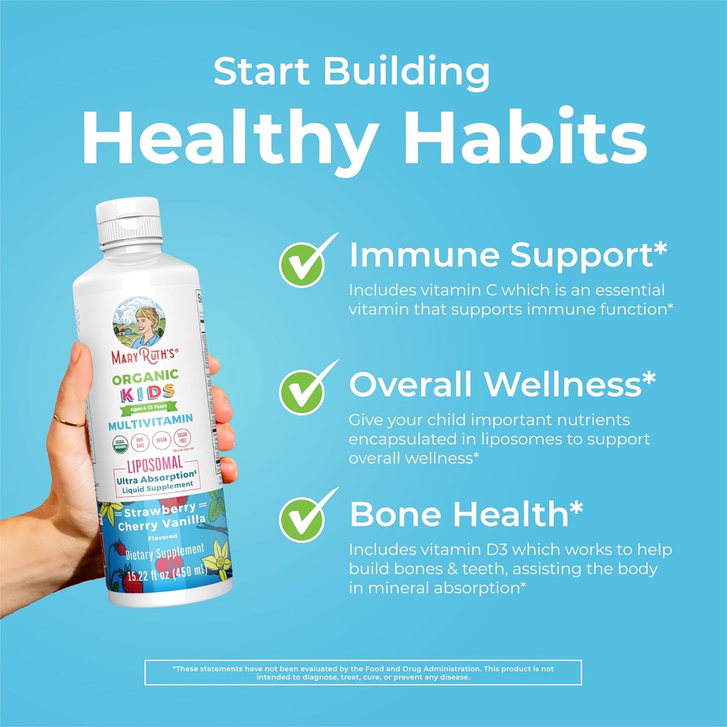 MaryRuth's Kids Liquid Multivitamin Bundle: Apple Berry & Liposomal Strawberry Cherry Vanilla | Clean Label Project Verified, Vegan, Non-GMO, Gluten Free for Overall Wellness