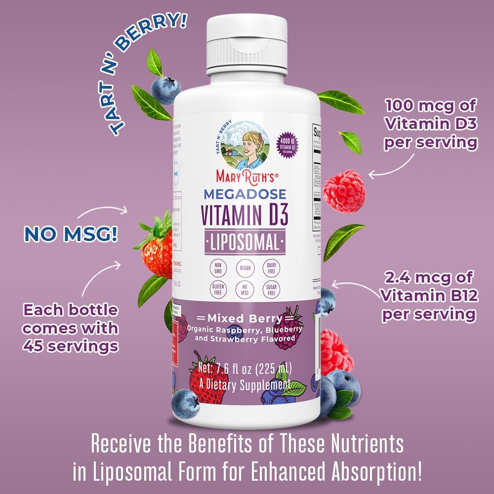 MaryRuth's Kids Multivitamin & Vitamin D3 Liposomal Bundle | Clean Label Project Verified® | Immunity & Wellness Support | Vegan, Non-GMO | Strawberry Cherry, Vanilla, & Mixed Berry Flavor
