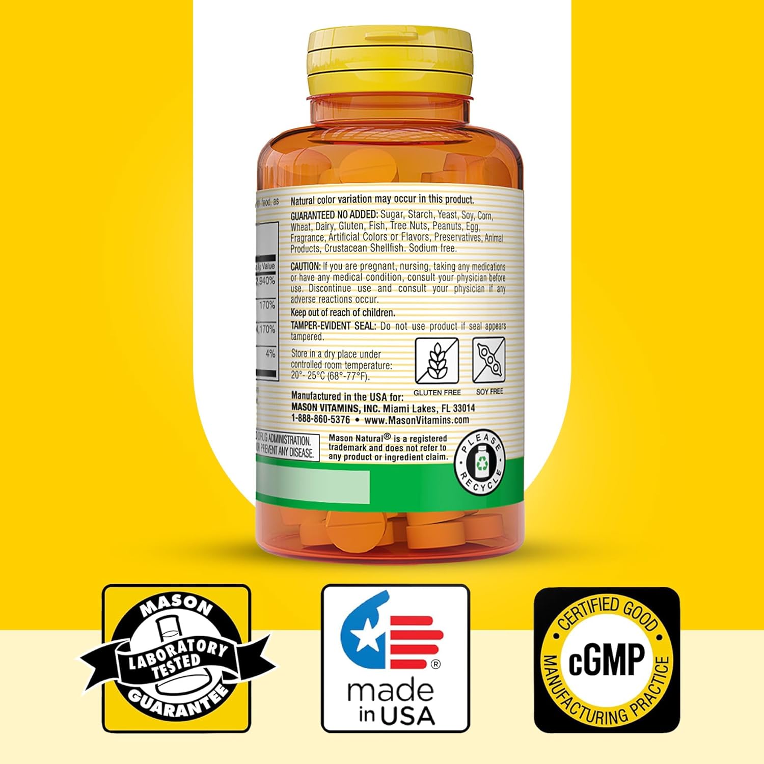 Mason Natural B-12 1000 mcg Quick Dissolve Tablets - 300 Day Supply for Energy Conversion - Pack of 3