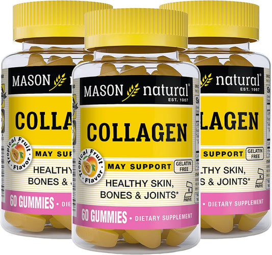 MASON NATURAL Collagen Gummies - Tropical Flavor, 180 Gummies, Supports Skin, Bones, Joints, Kosher