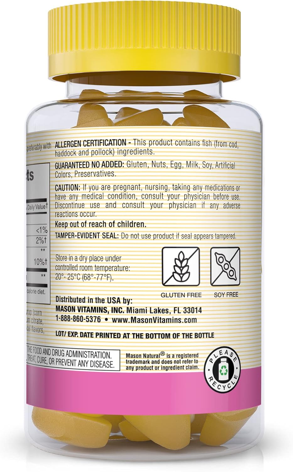 MASON NATURAL Collagen Gummies - Tropical Flavor, 180 Gummies, Supports Skin, Bones, Joints, Kosher