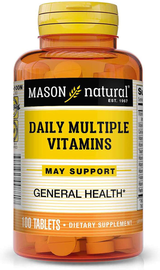 Mason Natural Daily Multiple Vitamins with Vitamins A, C, D3, E, B1, B2, B3, B6, B12, Folate, and Calcium - 100 Tablets for Overall Health