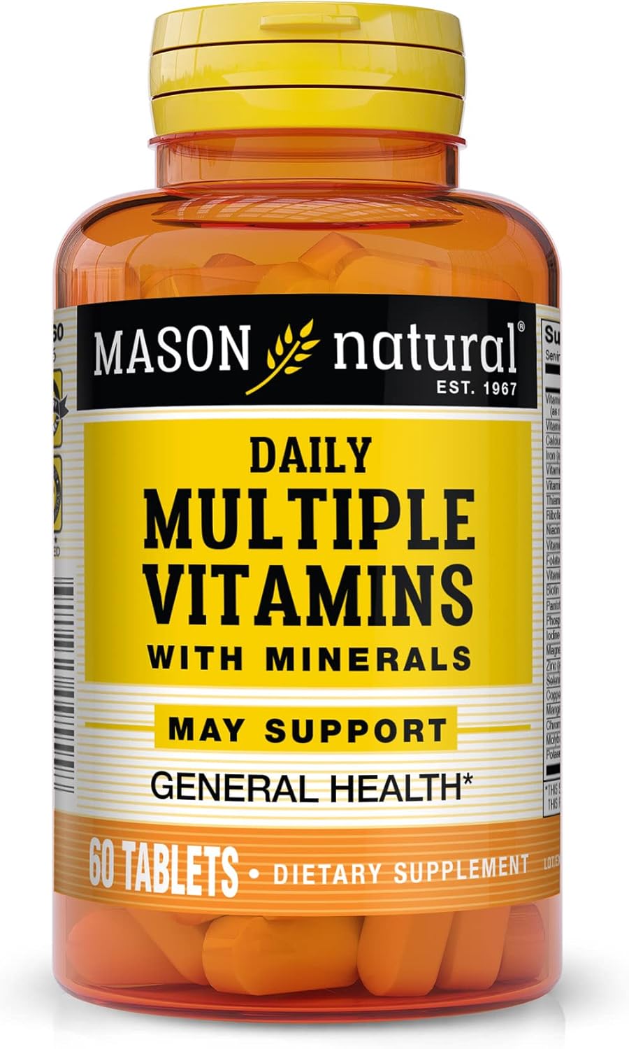 Mason Natural Daily Multivitamin with Minerals - 24 Nutrients for Health, 60 Tablets