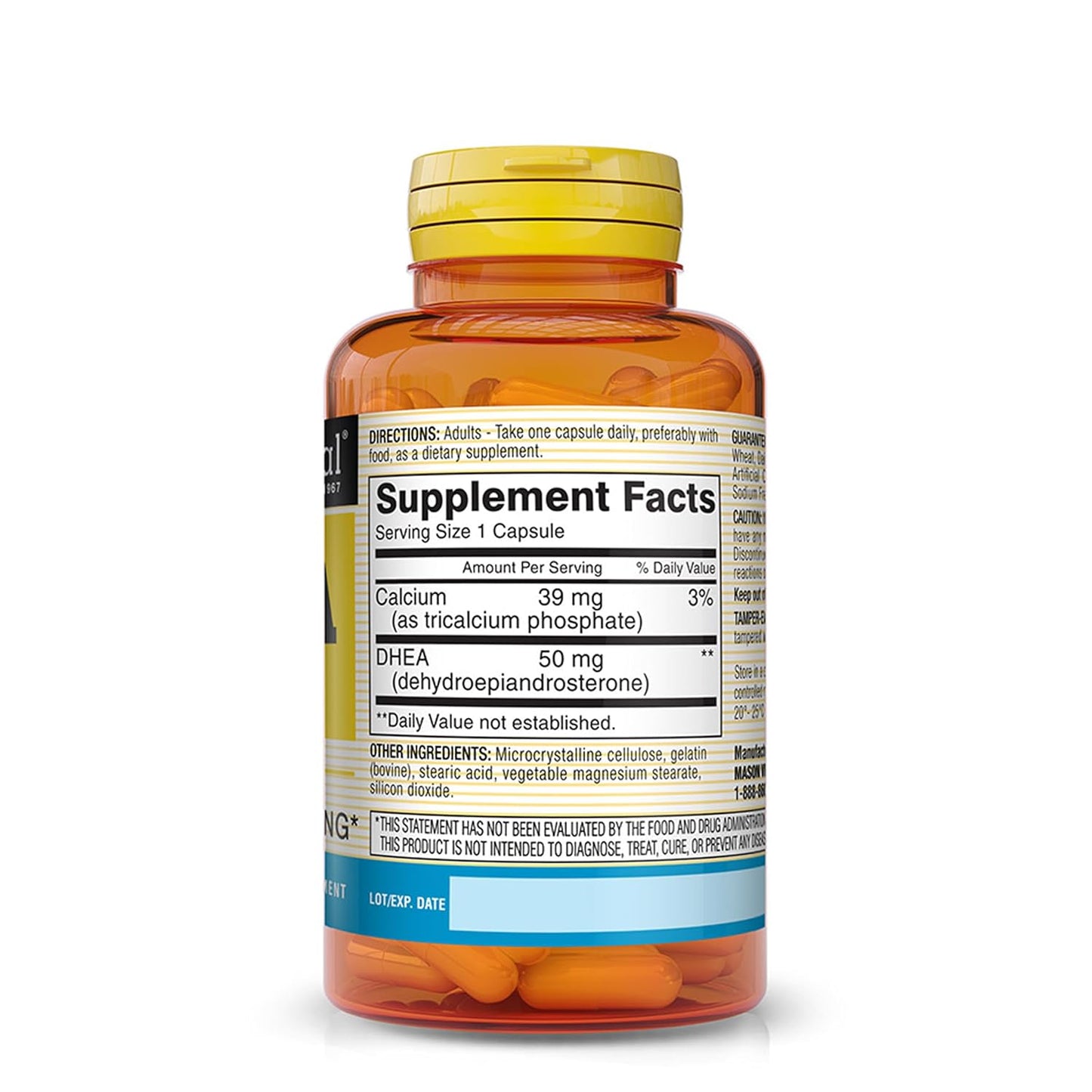 Mason Natural DHEA 50mg Capsules - 30 Count Bottle for Hormone Support