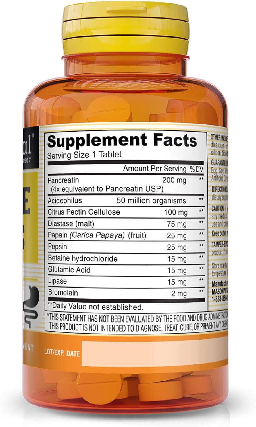 MASON NATURAL Digestive Enzymes with Prebiotics and Probiotics - 90 Tablets (Pack of 3) for Healthier Digestion and Gut Health