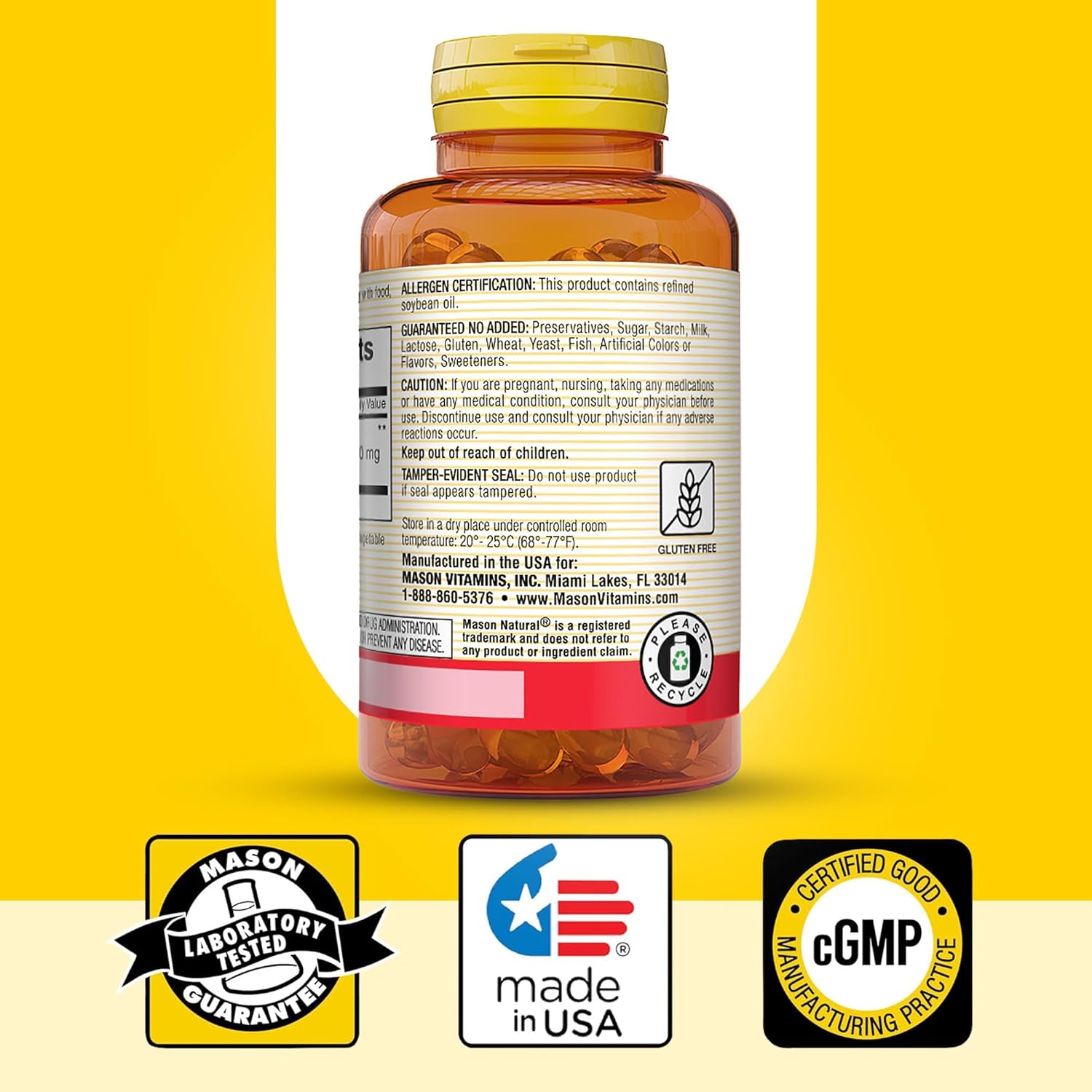 MASON NATURAL Garlic Oil Softgels 1000mg - 300-Day Supply (3 Pack) for Circulatory Health