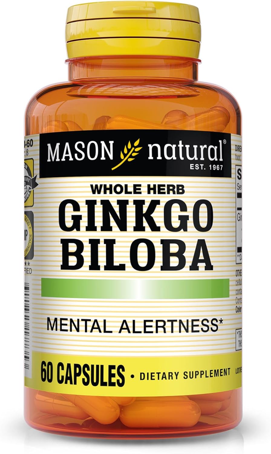 Mason Natural Ginkgo Biloba Capsules - 1 Month Supply for Mental Alertness & Brain Function