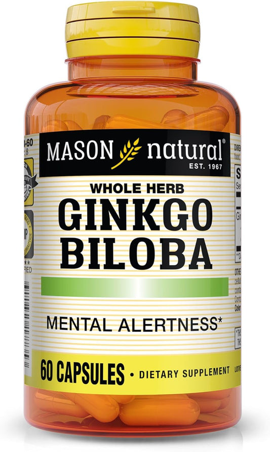 Mason Natural Ginkgo Biloba Capsules - 1 Month Supply for Mental Alertness & Brain Function