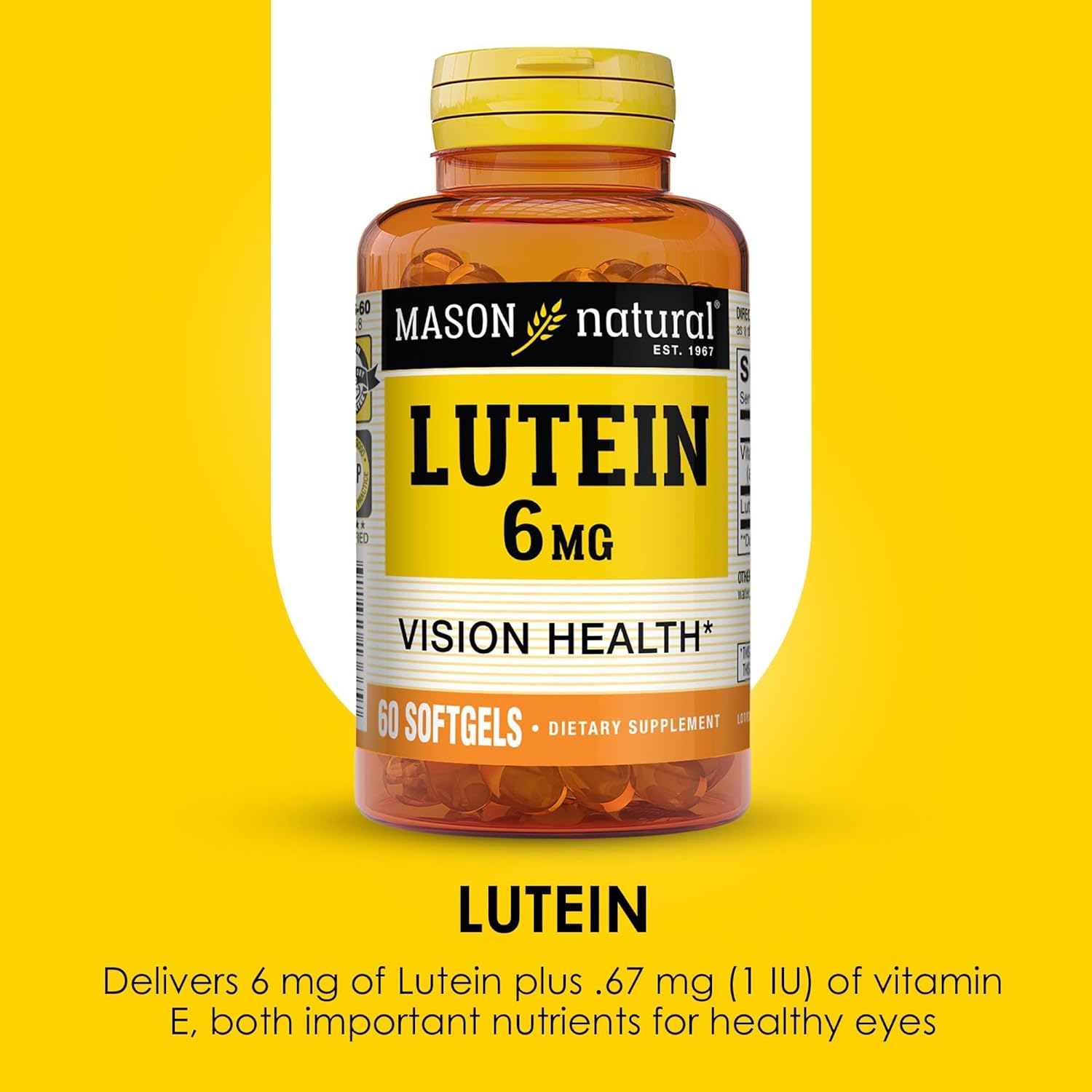 MASON NATURAL Lutein 6 mg with Vitamin E - 2 Month Supply for Healthy Vision & Eye Function