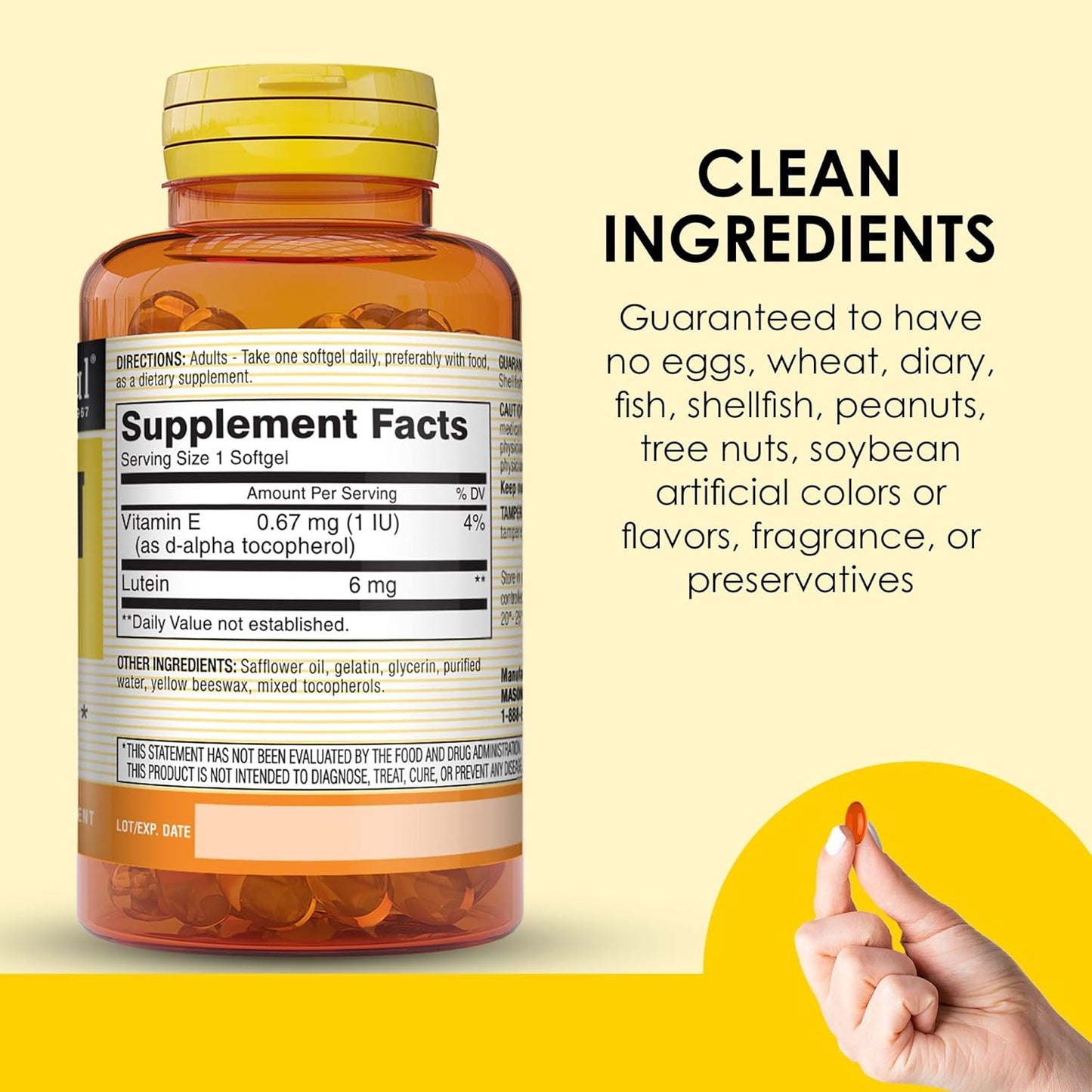 MASON NATURAL Lutein 6 mg with Vitamin E - 2 Month Supply for Healthy Vision & Eye Function