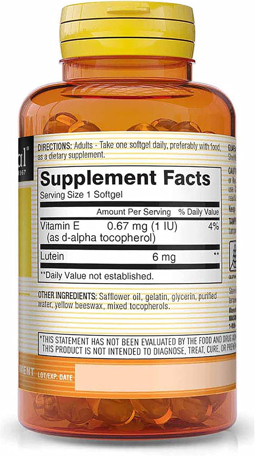 MASON NATURAL Lutein 6mg Softgels - 60 Antioxidant Capsules, Cholesterol Free