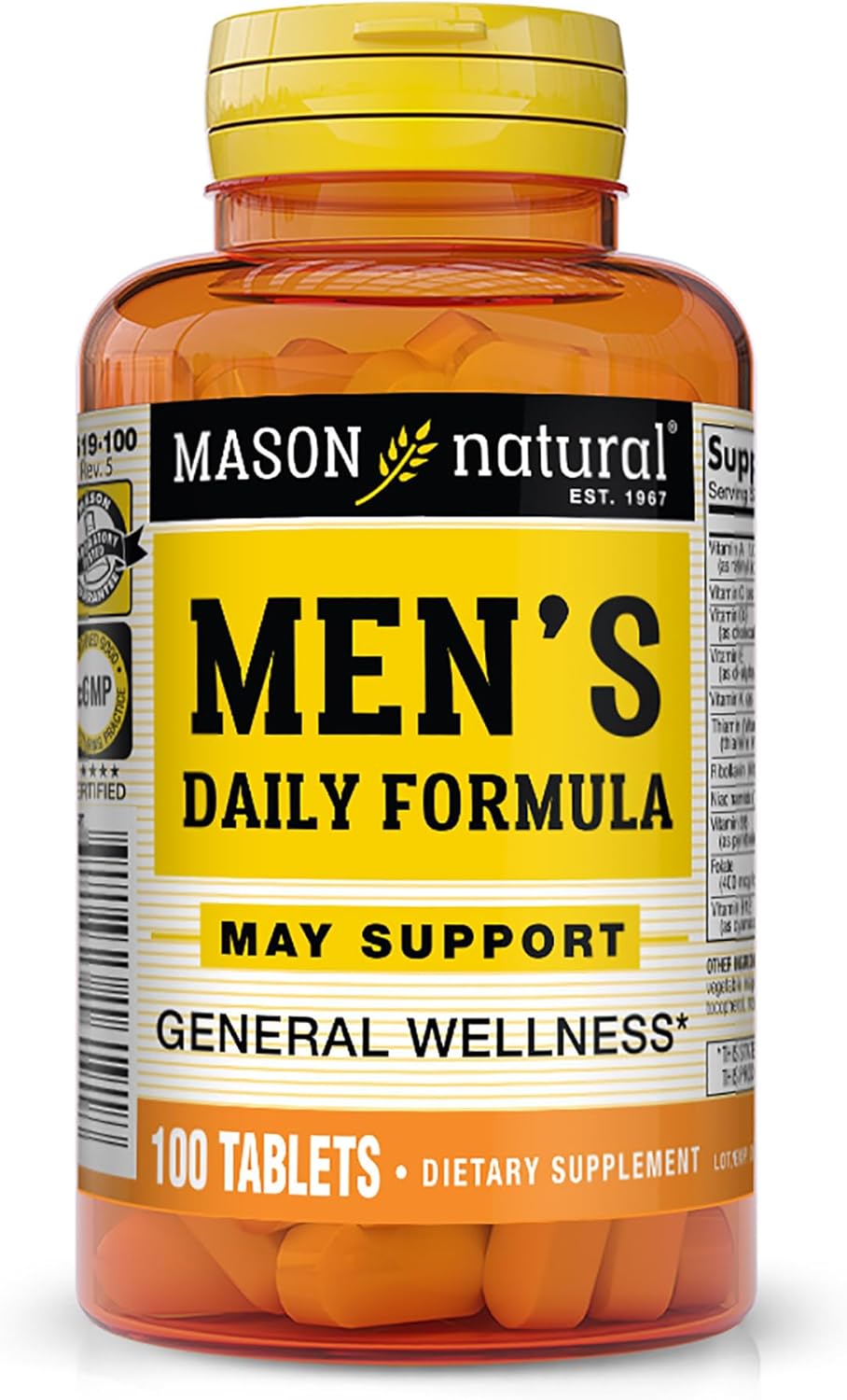 MASON NATURAL Men's Daily Formula Tablets - Equivalent to One a Day, 100 Count