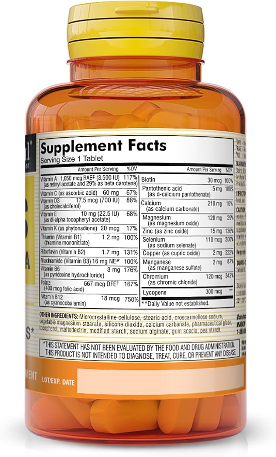 MASON NATURAL Men's Daily Formula Tablets - Equivalent to One a Day, 100 Count