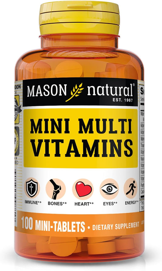 MASON NATURAL Mini Multi Vitamins for Overall Health, 100-Day Supply with Vitamins A, C, D3, E, B1, B2, B3, B6, B12, Folate, and Calcium
