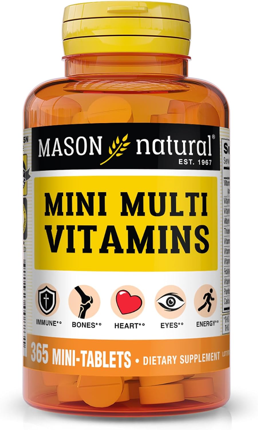 MASON NATURAL Mini Multi Vitamins with Essential Nutrients for Whole Body Wellness, 365 Day Supply