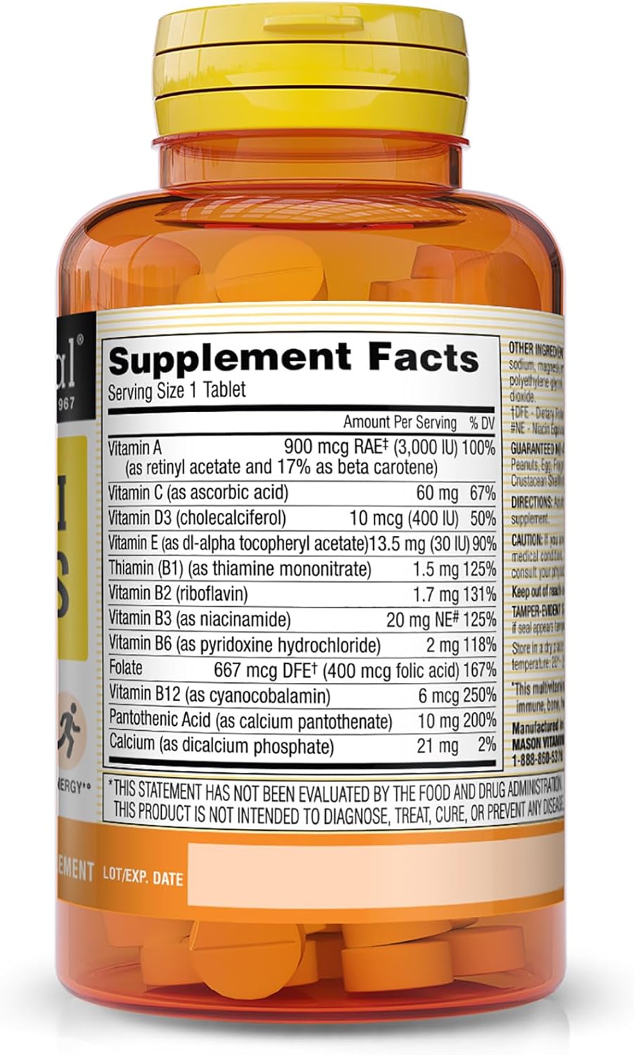 MASON NATURAL Mini Multi Vitamins with Essential Nutrients for Whole Body Wellness, 365 Day Supply