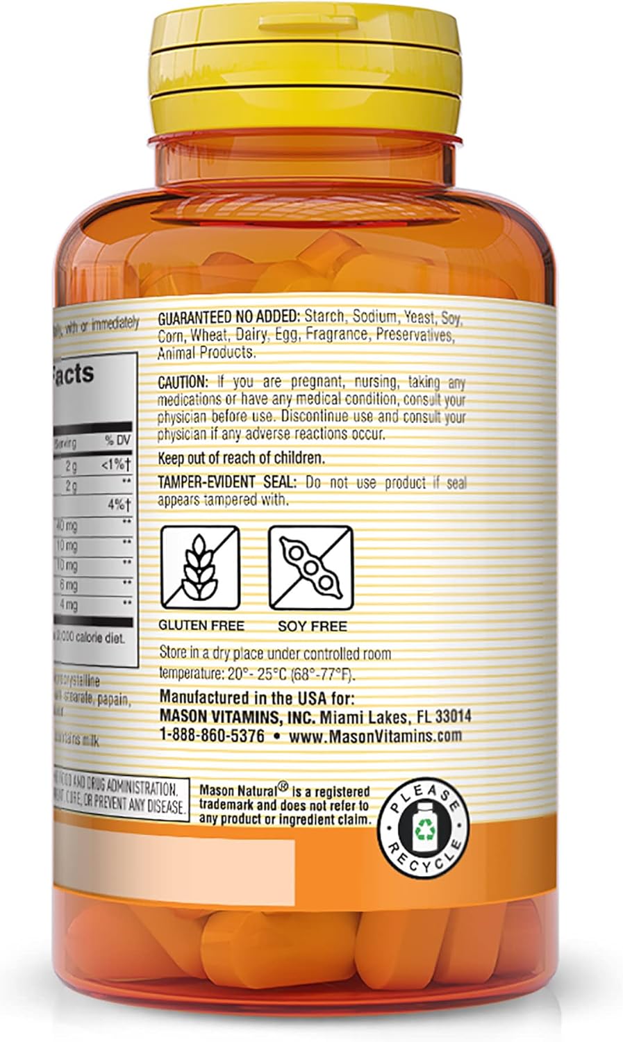 MASON NATURAL Papaya Digestive Enzyme Complex Chewables - Peach Flavor, Supports Digestive Health and Nutrient Absorption, 600 Count