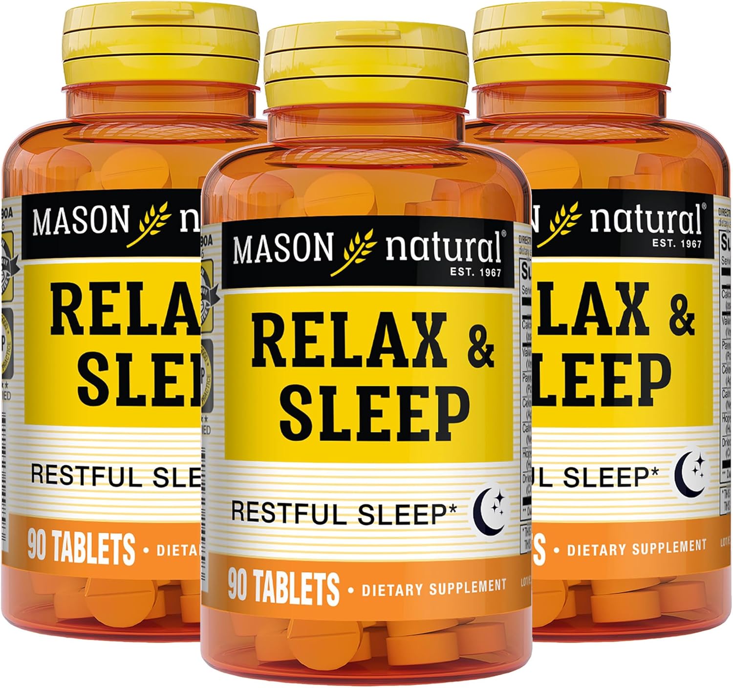 MASON NATURAL Relax & Sleep Herbal Supplement with Valerian Root & Passiflora Extract - 9 Month Supply, 3 Pack