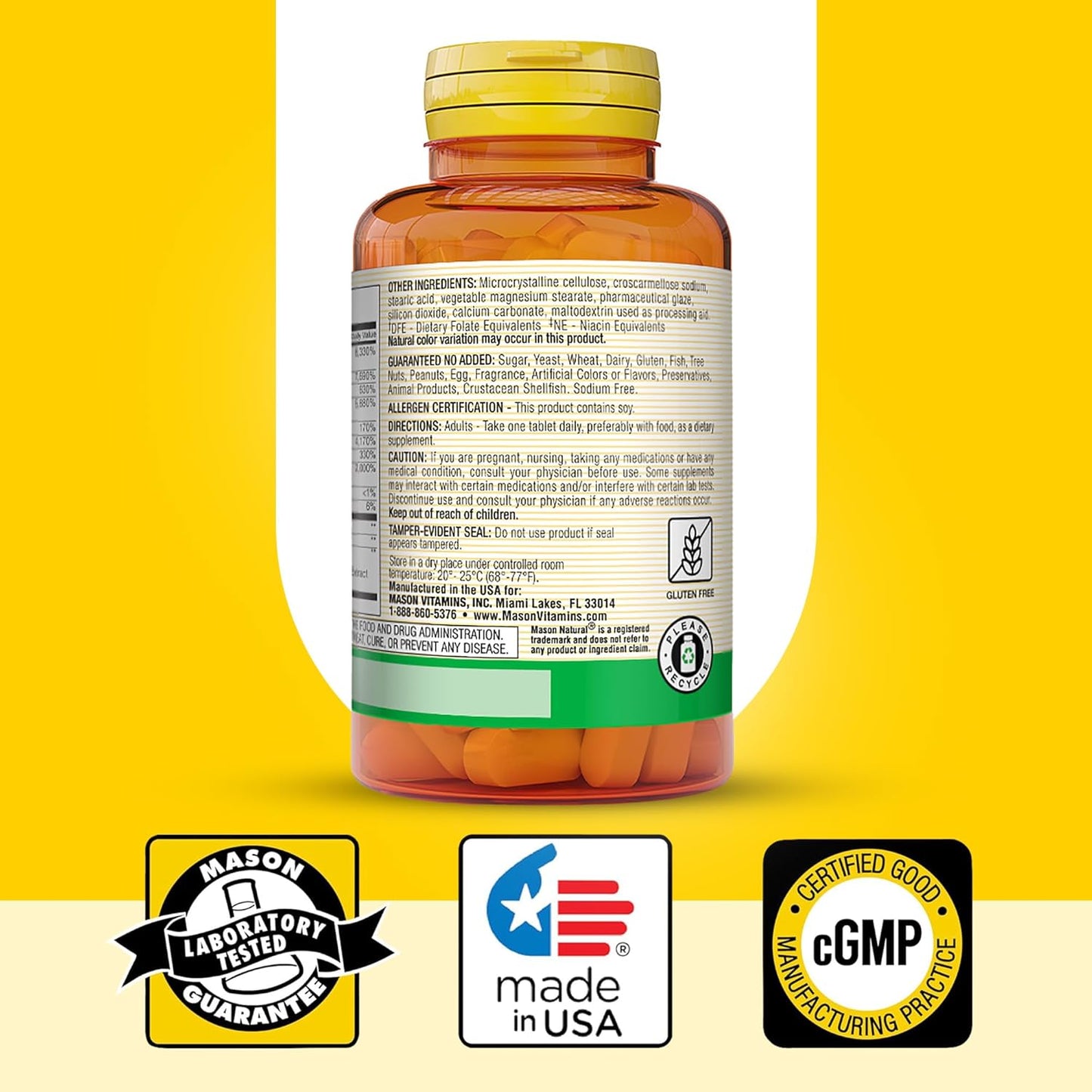 MASON NATURAL Ultra B-100 Complex Tablets for Heart Health, Nervous System, Immune Function, Energy Metabolism