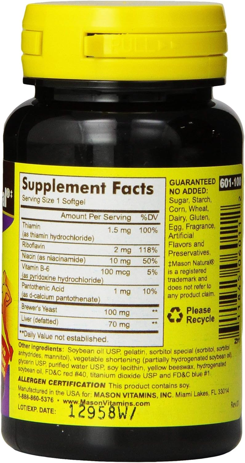 MASON NATURAL Vitamin B-Complex Softgels - 300-Day Supply for Nerve Support and Energy - Pack of 3
