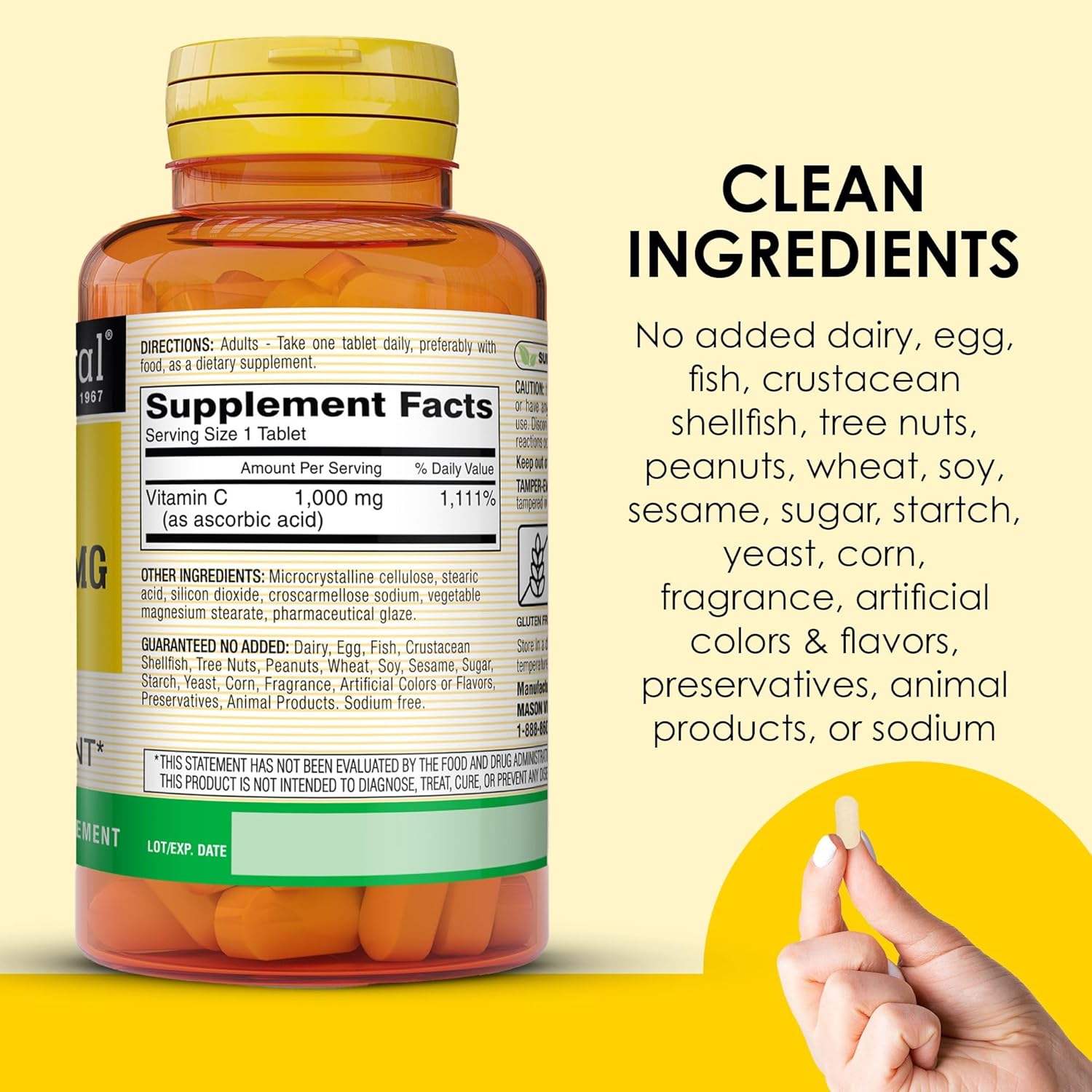 MASON NATURAL Vitamin C 1,000 mg - 300 Day Supply - Immune System Support - Antioxidant - Essential Nutrient - Pack of 3