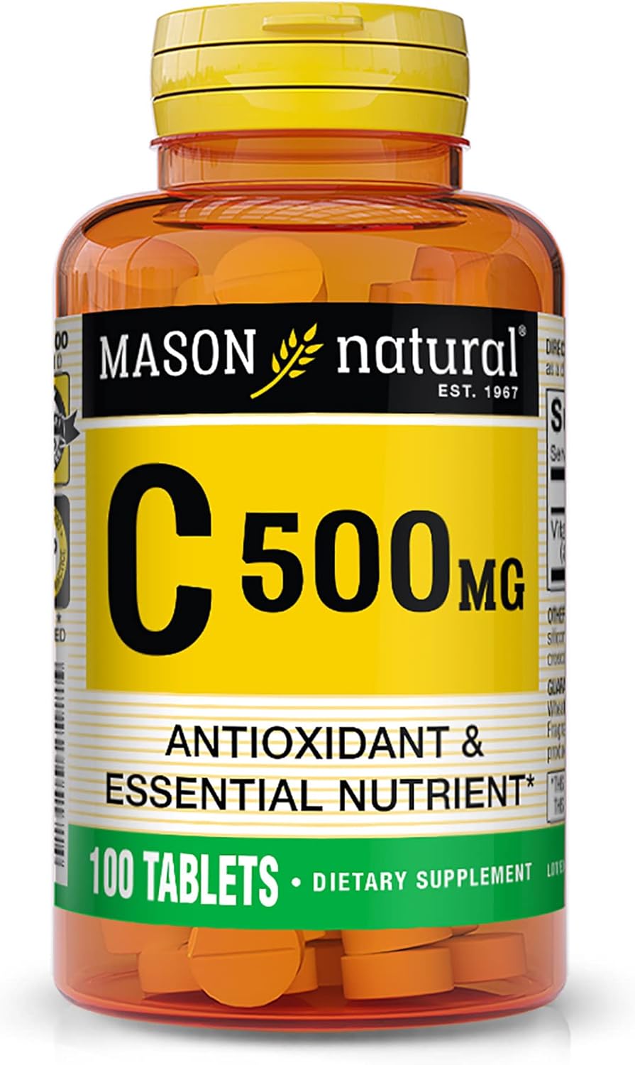 MASON NATURAL Vitamin C 500 mg Tablets for Immune Support and Antioxidant Boost - 100 Count