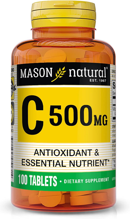 MASON NATURAL Vitamin C 500 mg Tablets for Immune Support and Antioxidant Boost - 100 Count
