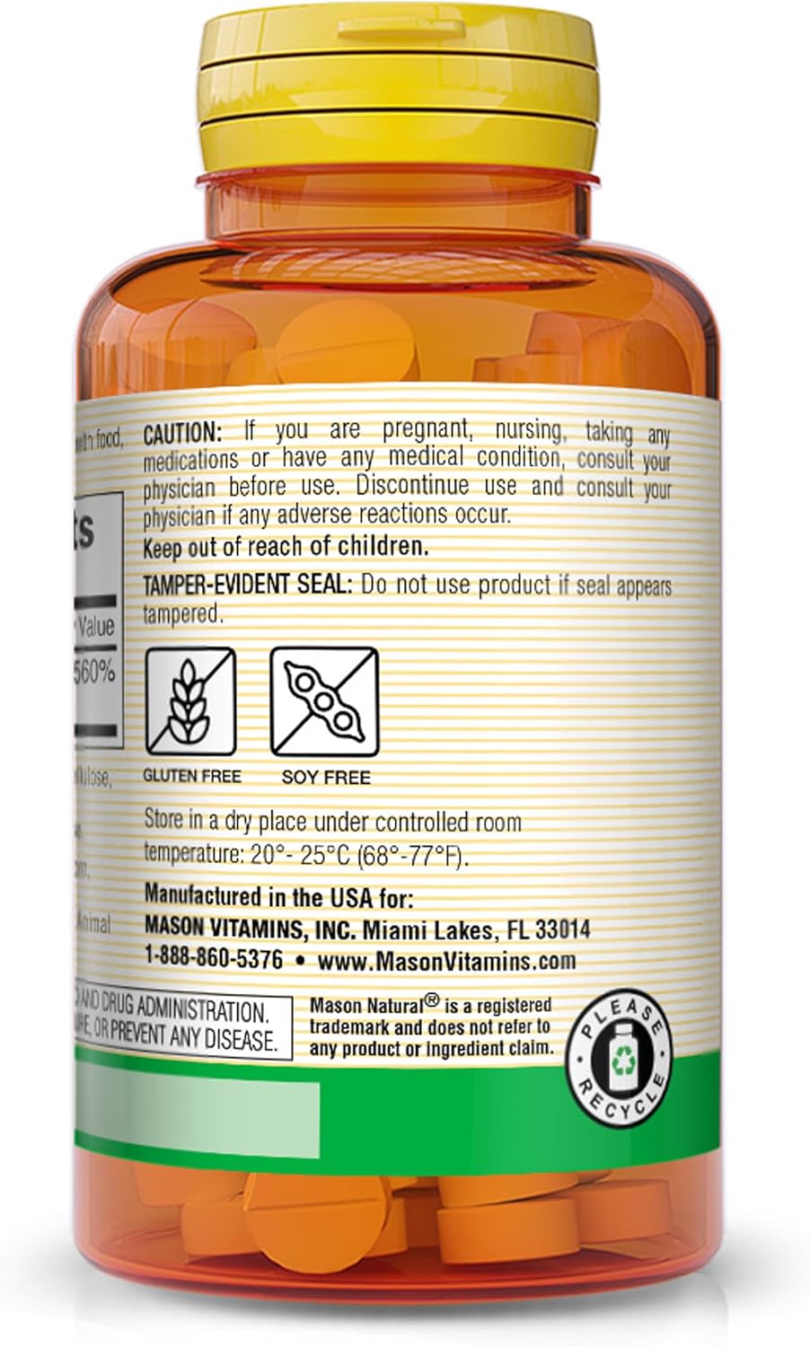 MASON NATURAL Vitamin C 500 mg Tablets for Immune Support and Antioxidant Defense - 250 Count