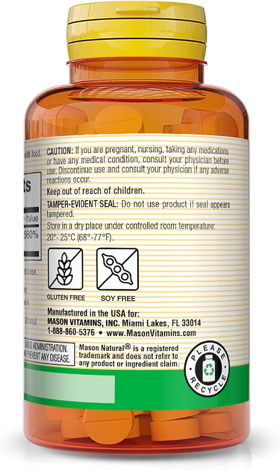 MASON NATURAL Vitamin C 500 mg Tablets for Immune Support and Antioxidant Boost - 100 Count