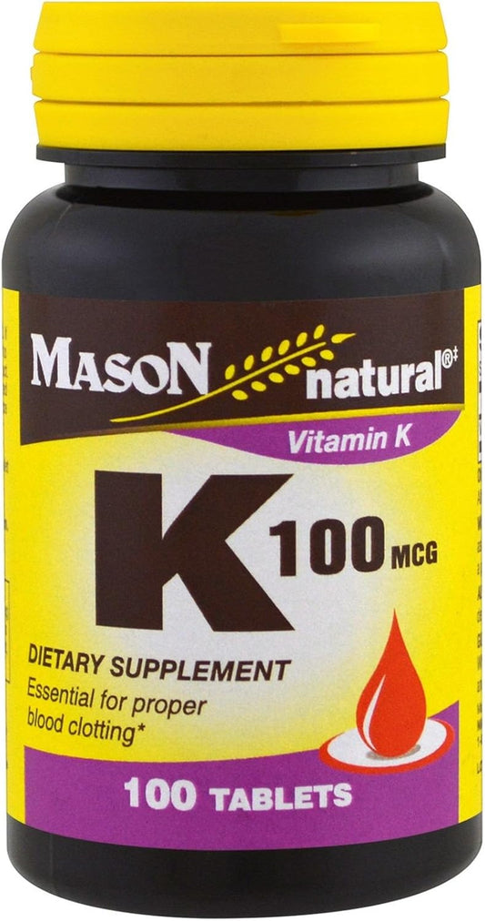 Mason Natural Vitamin K Tablets - 100mcg, 100 Count Bottle
