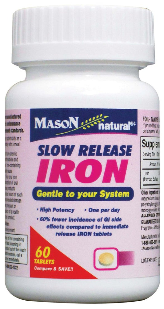 Mason Vitamins Slow Release Iron Capsules - 60 Count, Comparable to Slow Fe - High Iron Supplement for Energy and Immune Support