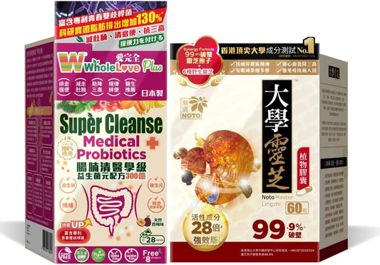 Master Reishi Mushroom and Cracked Lingzhi Spore Capsules with Super Cleanse Probiotics - Ultimate Health Support
