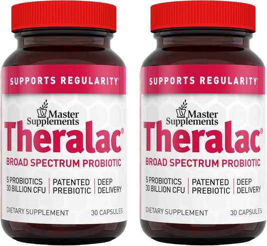 Master Supplements Theralac - 60 Capsules Total - Multi-Strain Probiotic for Gut Health, Gas, and Bloating - Gluten Free - 60 Servings