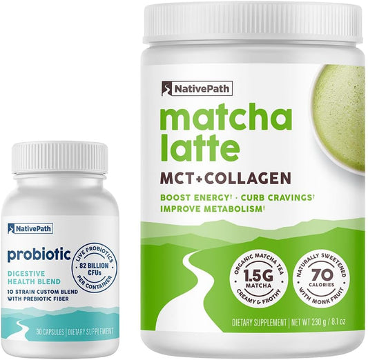 Matcha Collagen Probiotic Blend with NativePath Probiotic Prime - 30 Capsules