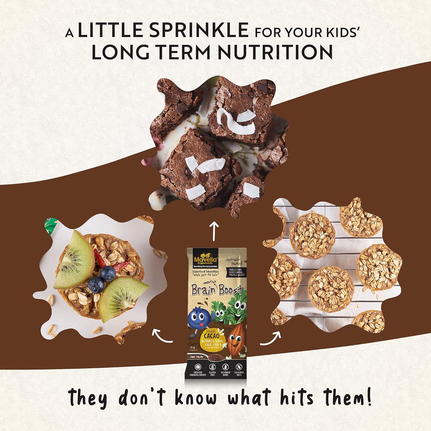 Mavella Kids Brain Boost Focus Supplement - Omega-3 DHA Flaxseed Natural Attention Support Vitamins 8.82oz