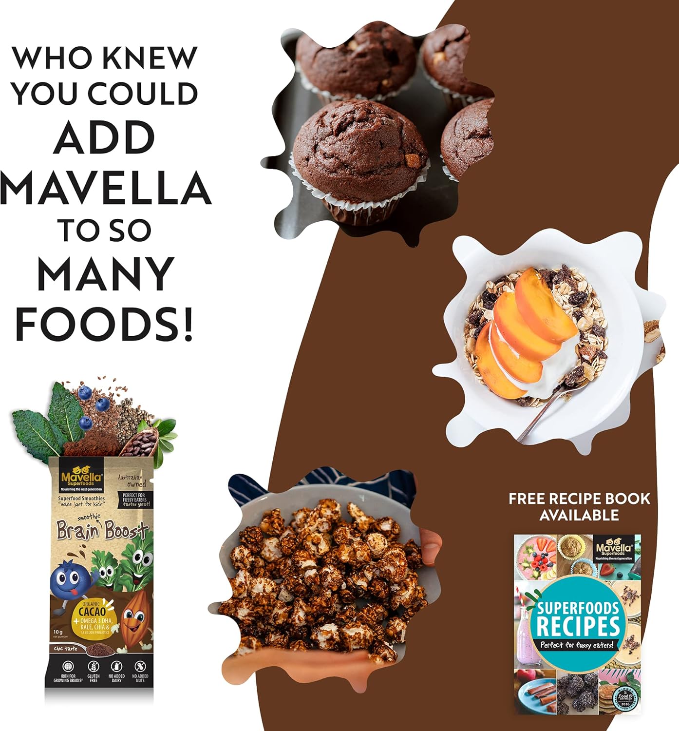 Mavella Kids Brain Boost Focus Supplement - Omega-3 DHA Flaxseed Natural Attention Support Vitamins 8.82oz