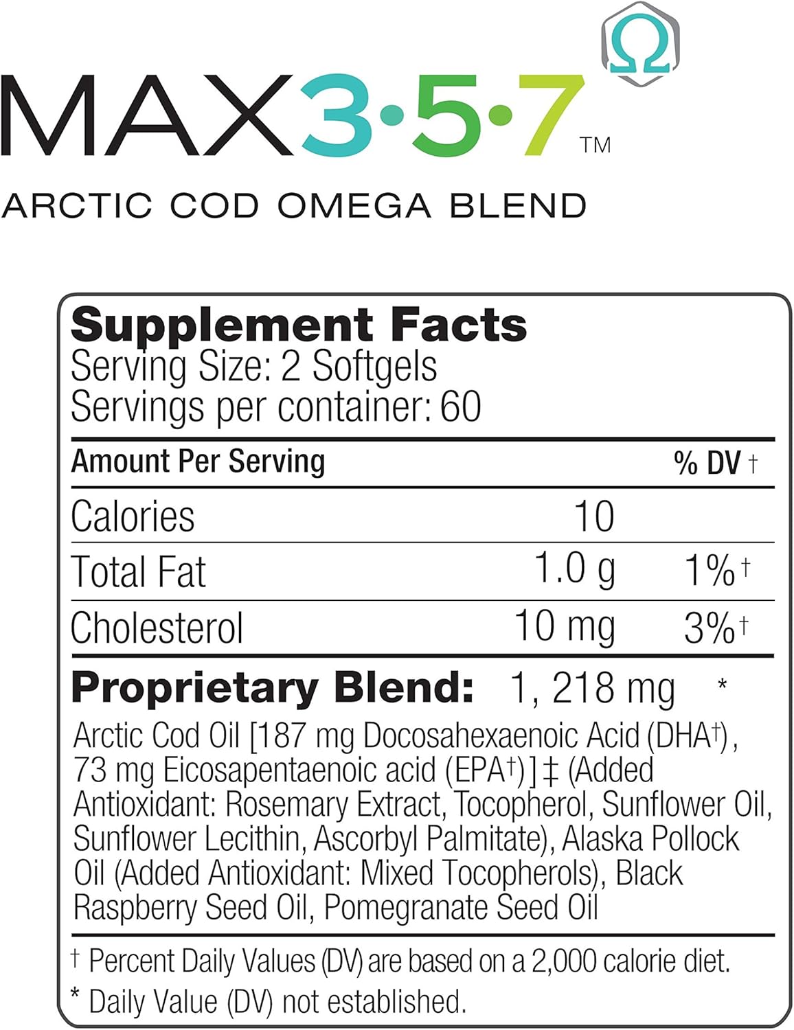 Max International Max 3-5-7 Arctic Cod Omega Blend Softgels - 120 Count
