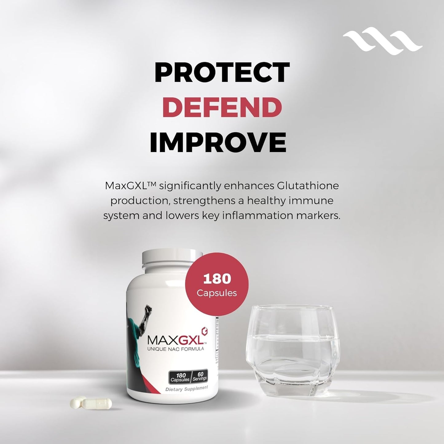 Max International Max GXL NAC Formula Supplement 180 Vegetable Capsules, 60 Servings