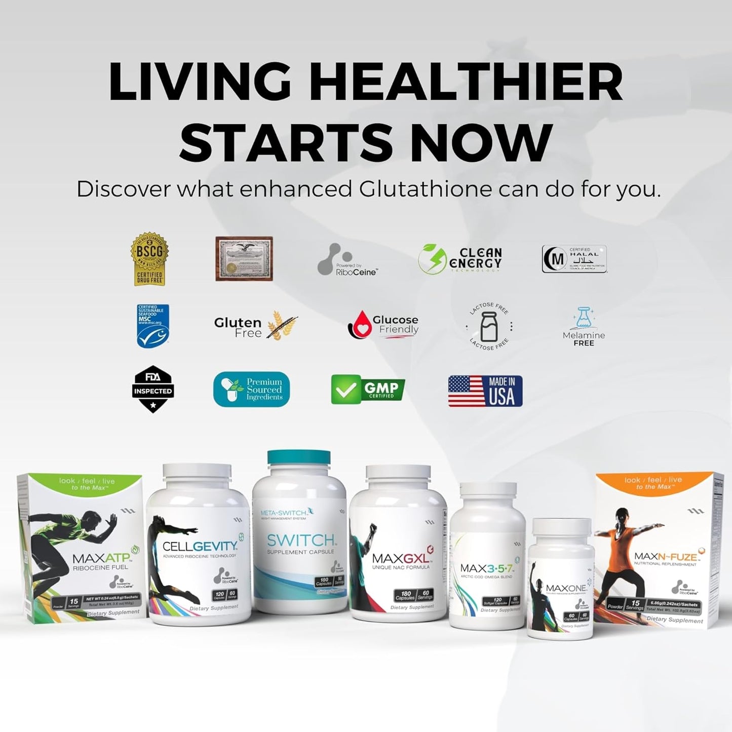 Max International Max GXL NAC Formula Supplement 180 Vegetable Capsules, 60 Servings