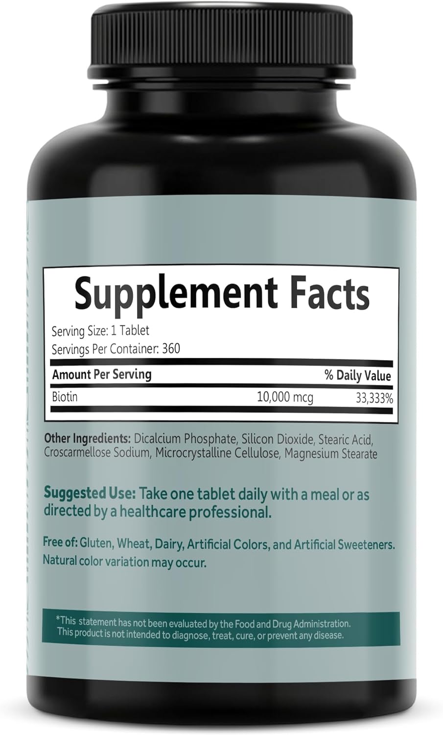 Max Strength Biotin Supplement for Hair, Skin, and Nails - 10000mcg, Non-GMO, Kosher - Hair Growth Vitamins for Women & Men - 360 Mini Tablets