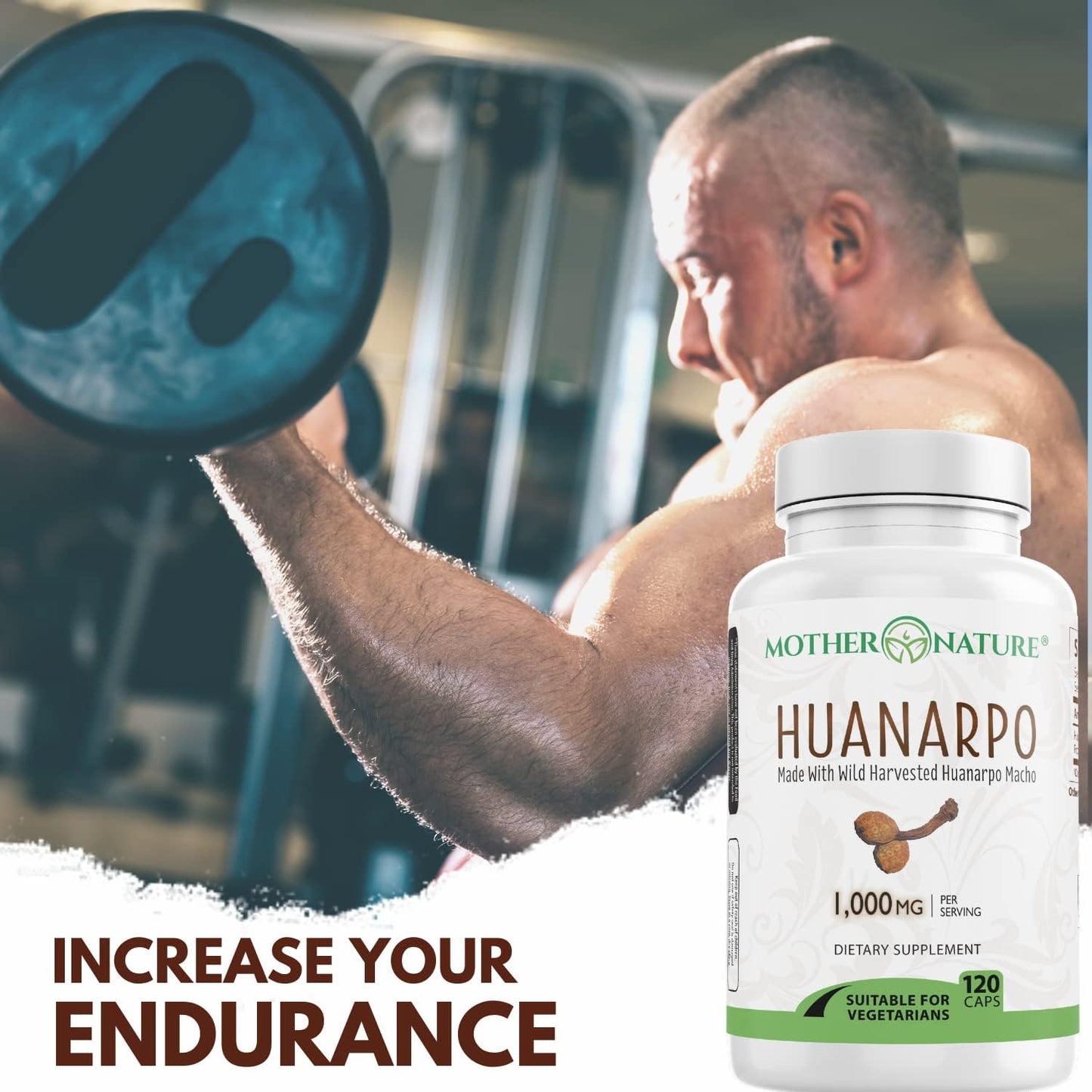 Max Strength Huanarpo Macho Powder Capsules - 1000mg (120 Count) for Men's Energy & Performance - Non-GMO, Gluten-Free & Vegan