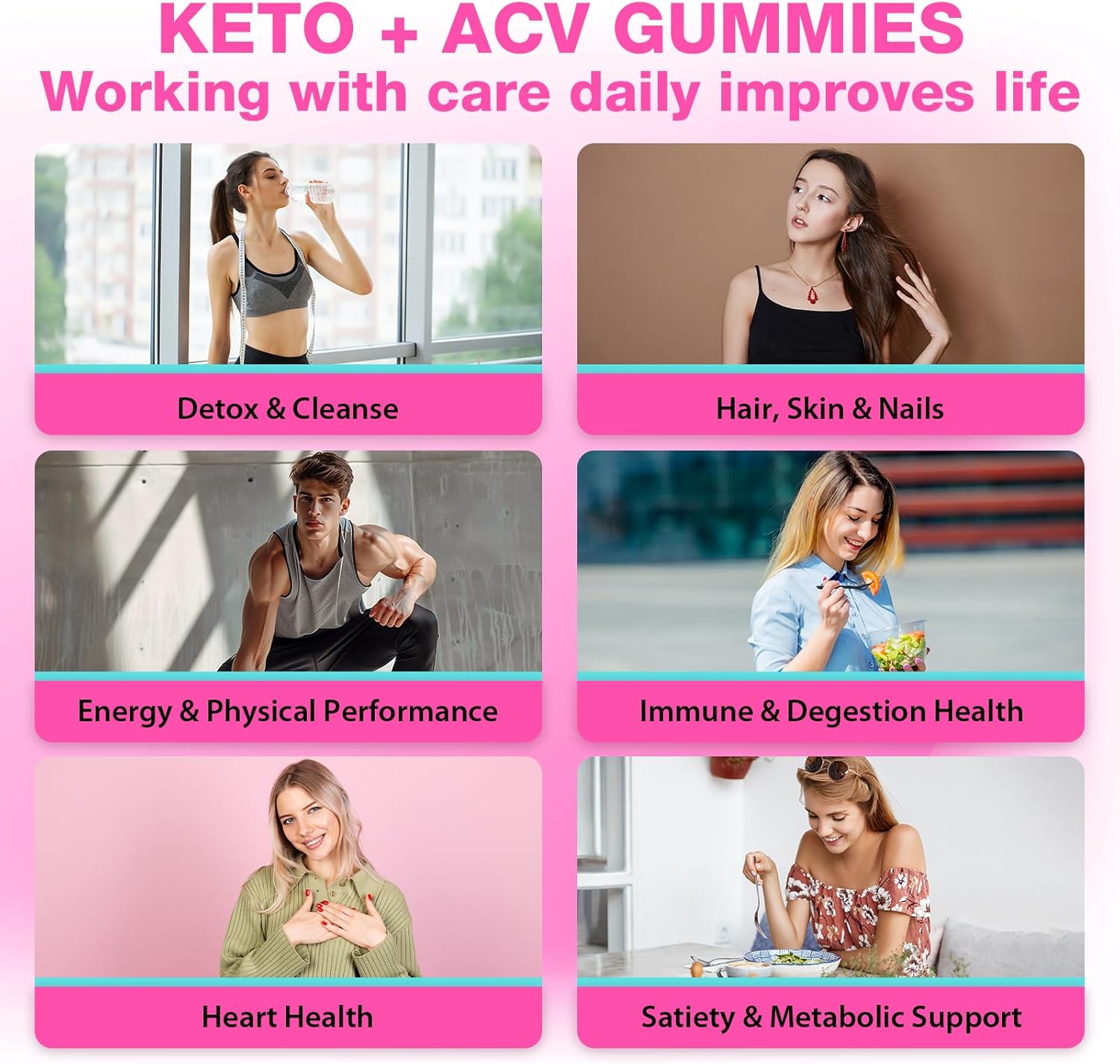 Max Strength Keto Apple Cider Vinegar Gummies for Metabolism, Digestion, & Detox - 60 Keto Gummies with Green Tea, Probiotics, B6 & B12